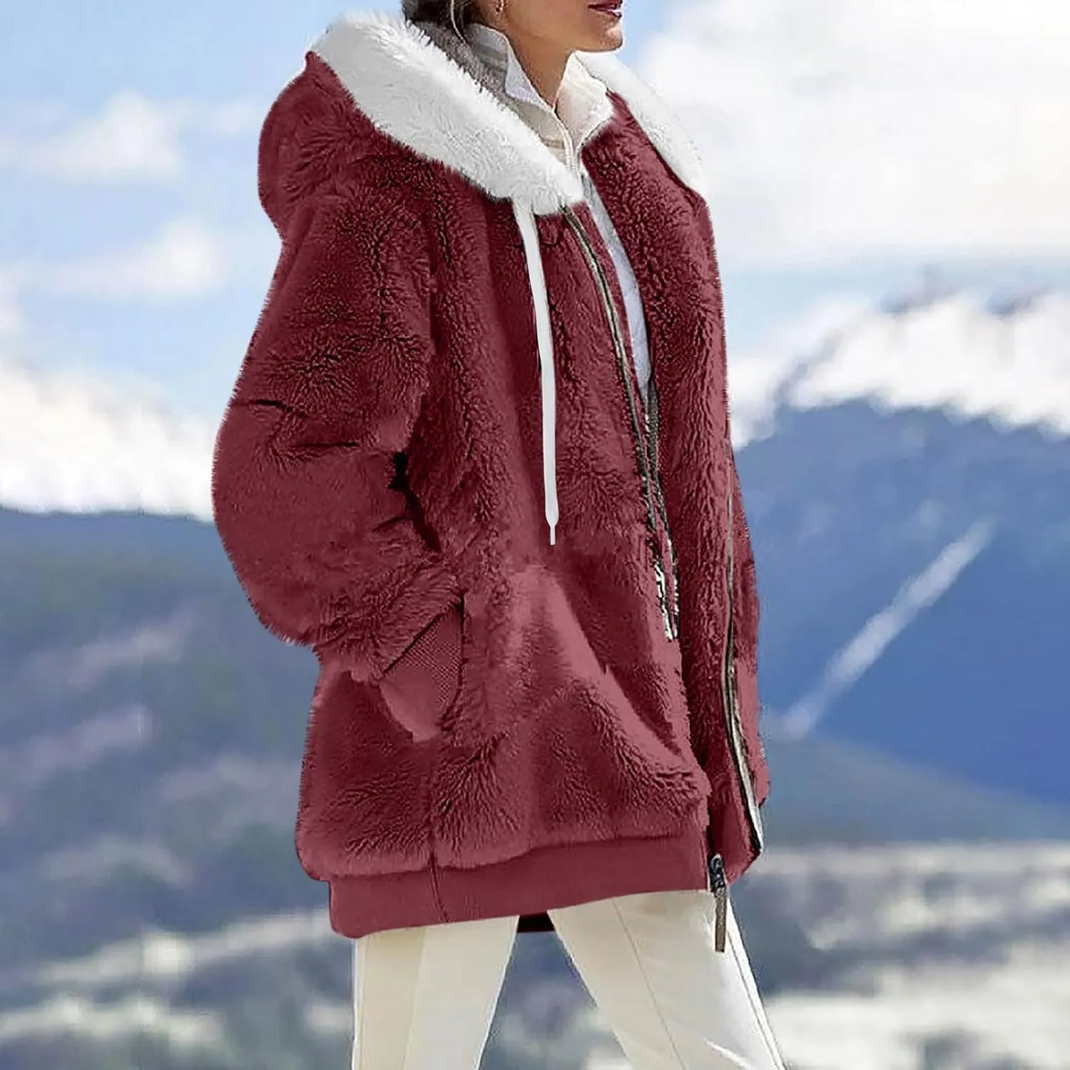 ChicCrate 2025 Womens Fuzzy Fleece Zip Up Jacket Sherpa Hoodies Winter Coats Trendy Warm Clothes Casual Pullover