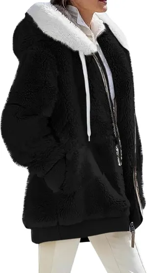 ChicCrate 2025 Womens Fuzzy Fleece Zip Up Jacket Sherpa Hoodies Winter Coats Trendy Warm Clothes Casual Pullover