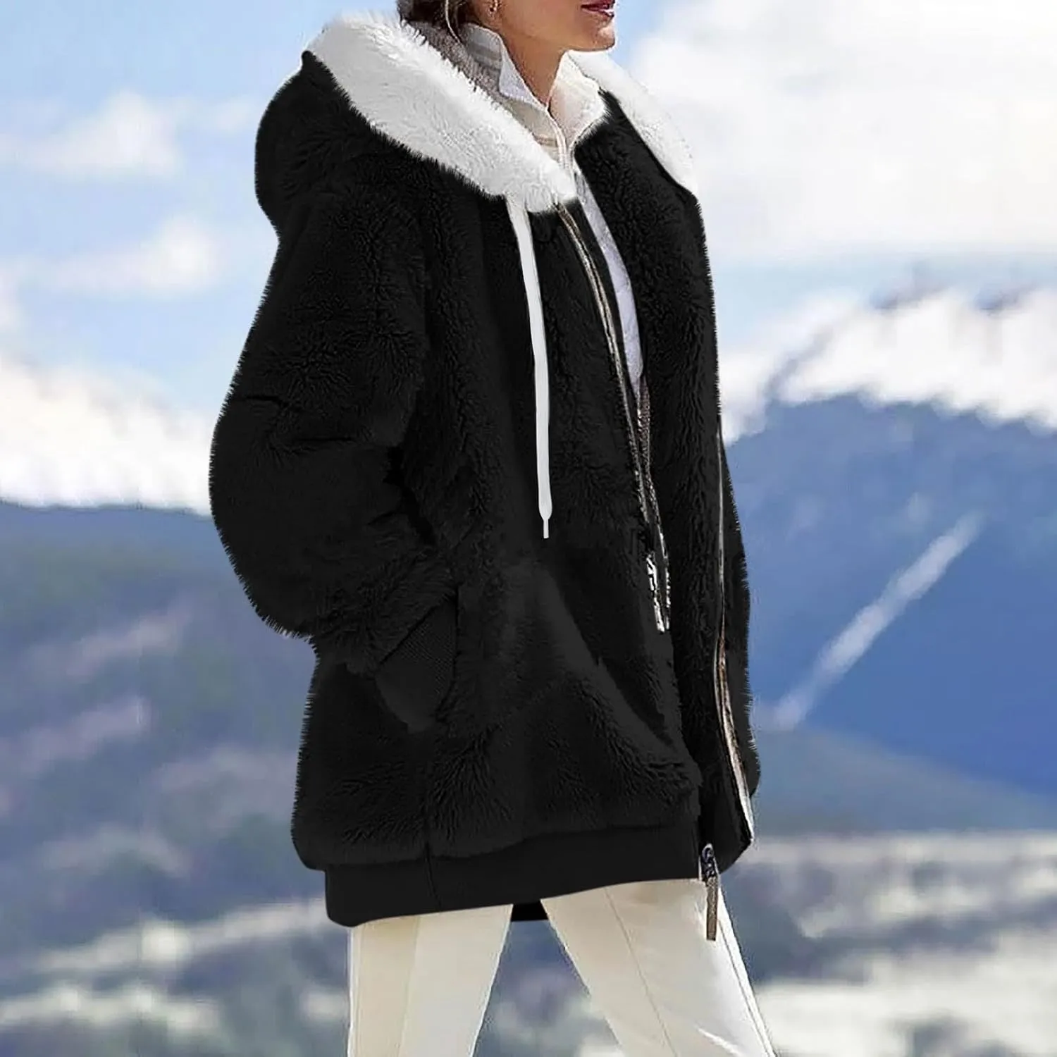 ChicCrate 2025 Womens Fuzzy Fleece Zip Up Jacket Sherpa Hoodies Winter Coats Trendy Warm Clothes Casual Pullover
