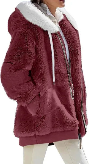 ChicCrate 2025 Womens Fuzzy Fleece Zip Up Jacket Sherpa Hoodies Winter Coats Trendy Warm Clothes Casual Pullover
