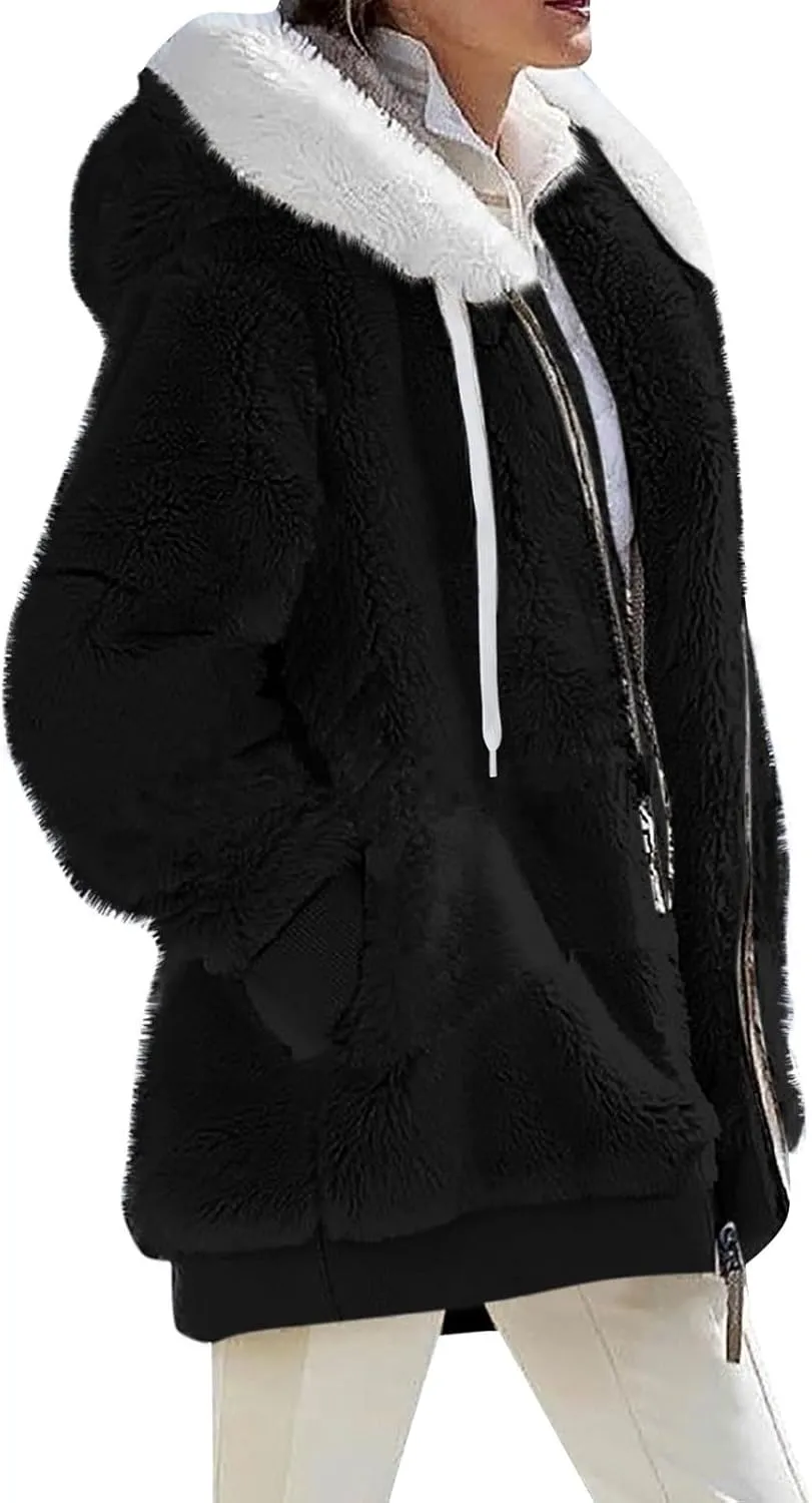 ChicCrate 2025 Womens Fuzzy Fleece Zip Up Jacket Sherpa Hoodies Winter Coats Trendy Warm Clothes Casual Pullover