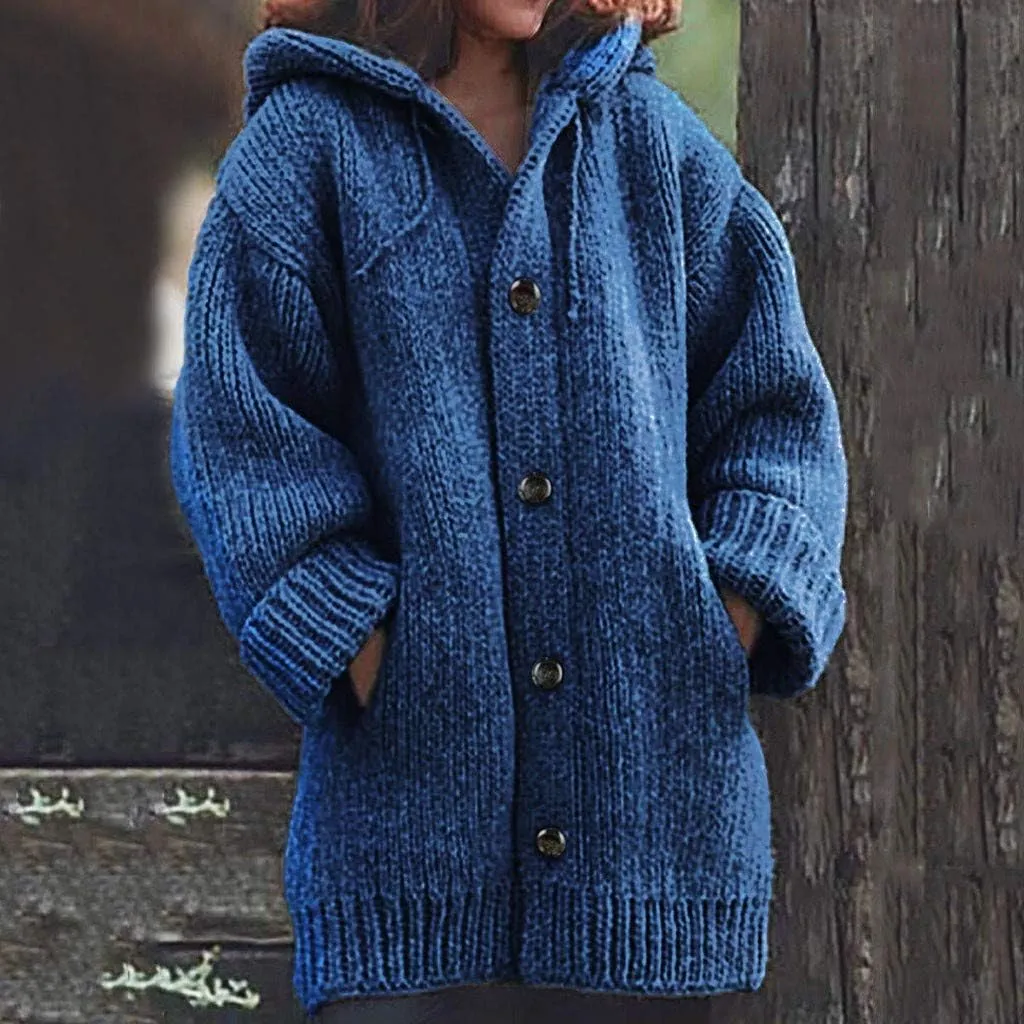 ChicCrate Fall Sweaters for Women Trendy Chunky Knit Open Front Cardigan Button Down Long Sleeve Shirt Loose Plus Size Tops
