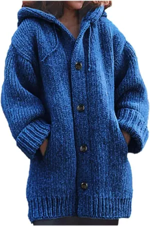 ChicCrate Fall Sweaters for Women Trendy Chunky Knit Open Front Cardigan Button Down Long Sleeve Shirt Loose Plus Size Tops