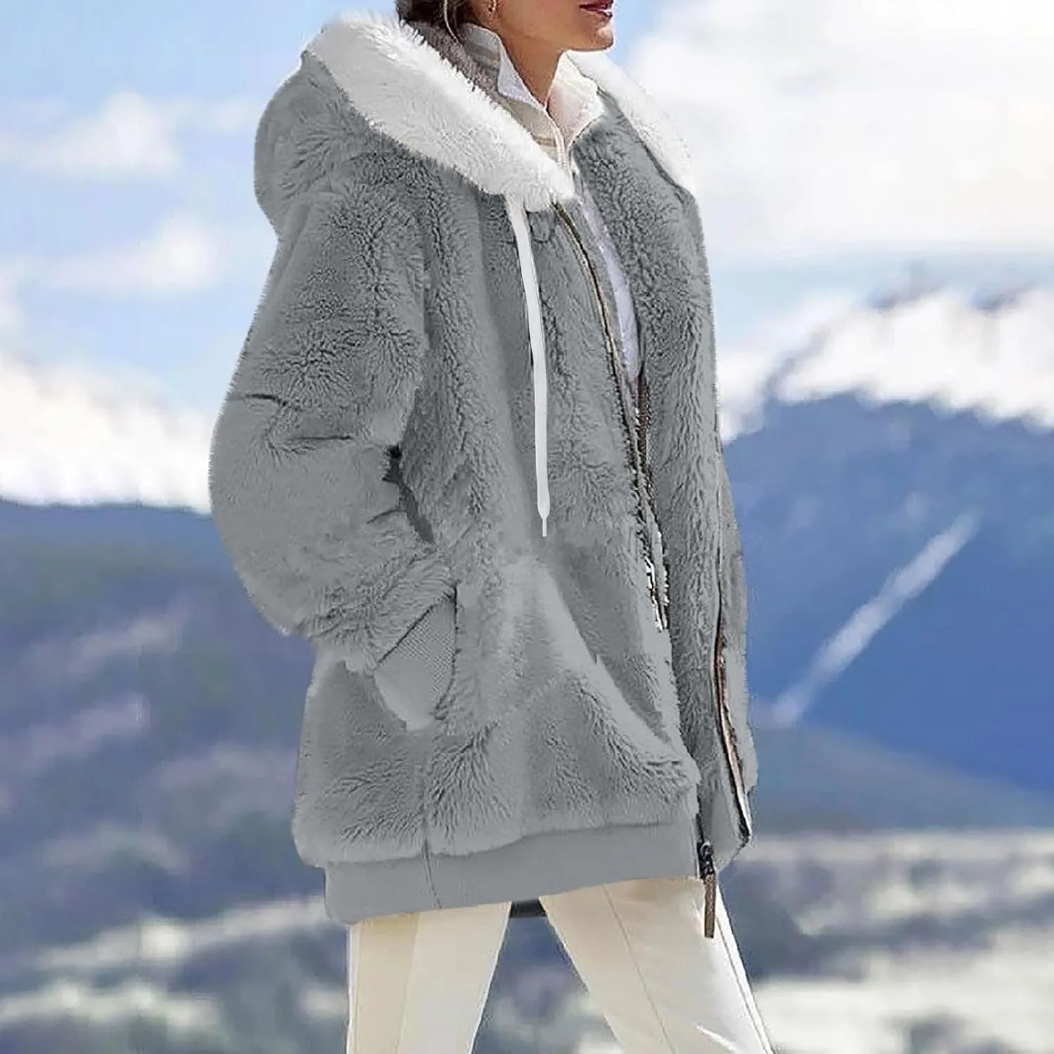 ChicCrate Womens Winter Coats Sherpa Lined Fleece Jacket Cute Zip Up Hoodie Long Sleeve Plus Size Tops Warm Jackets Outerwear