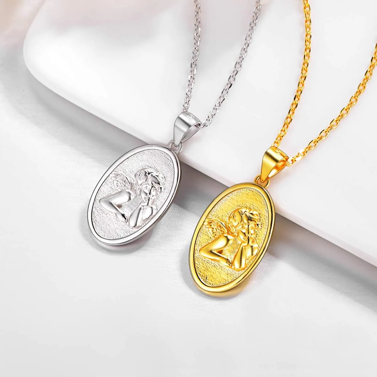 ChicSilver Coin Necklace Sterling Silver Vintage Round Circle Disc Dainty Coin Pendant Necklaces for Women (with Gift Box)