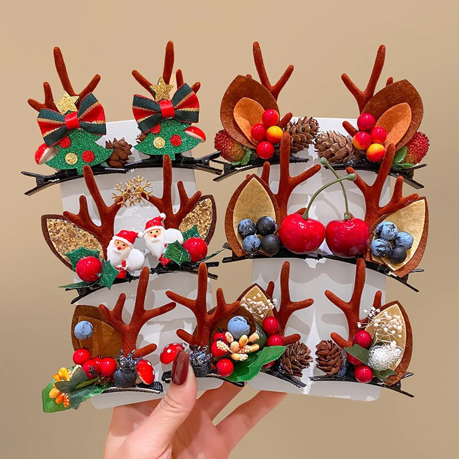 Christmas hairpins, antler headbands, elk headbands, Christmas dressups, headbands, hair clips,