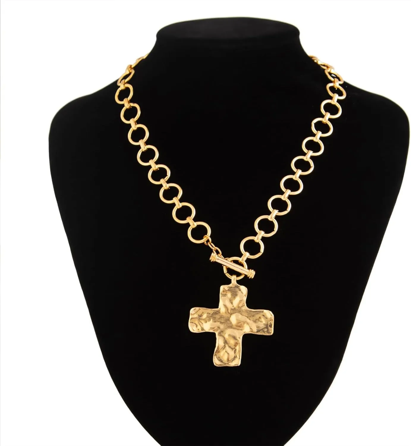 Chunky Gold Heart Necklaces for Women Gold Chunky Cross Necklace Dainty Gold Coin Sun Pendant Necklace Puffy Heart Necklace Cuban Link Necklace OT Buckle Necklace Metal Disc Charm Necklace Gold Statement Jewelry