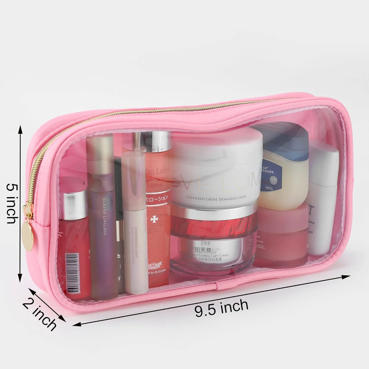 Clear Makeup Bags For Women Small Travel Cosmetic Bag Waterproof Toiletry Storage Bag Pouches For Purse Zipper Girls Preppy Organizer(Pink,Small)