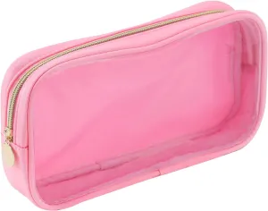 Clear Makeup Bags For Women Small Travel Cosmetic Bag Waterproof Toiletry Storage Bag Pouches For Purse Zipper Girls Preppy Organizer(Pink,Small)