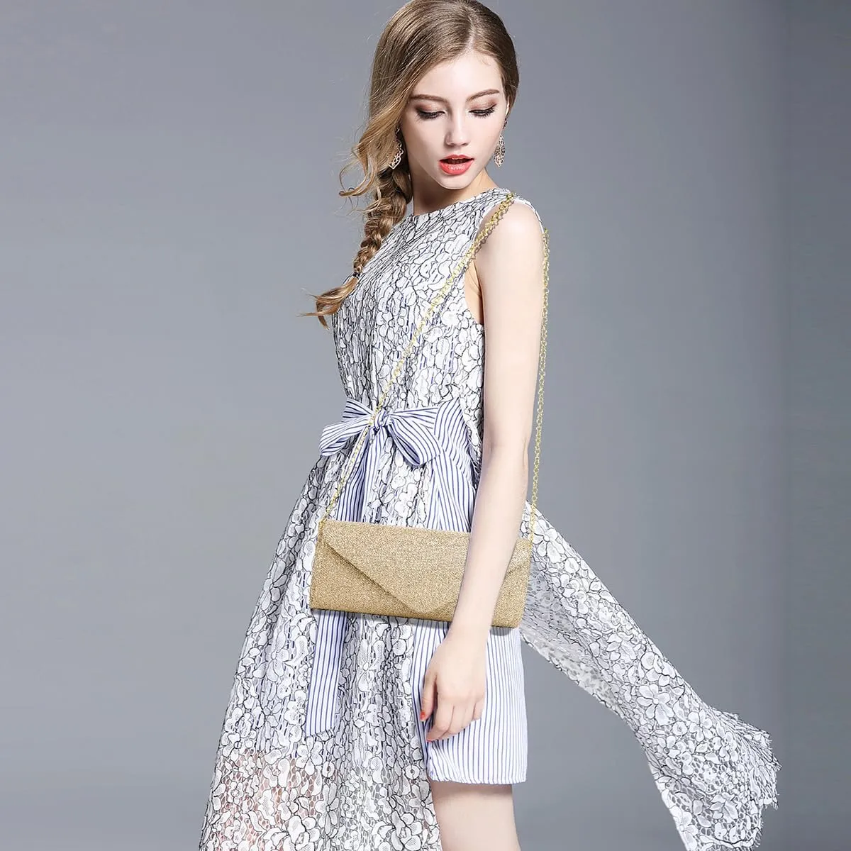Clutch Purses for Women,Evening Bag Envelope Clutch with Detachable Chain Sparkle Elegance
