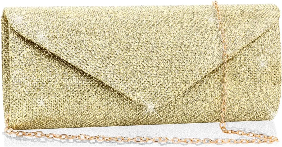 Clutch Purses for Women,Evening Bag Envelope Clutch with Detachable Chain Sparkle Elegance