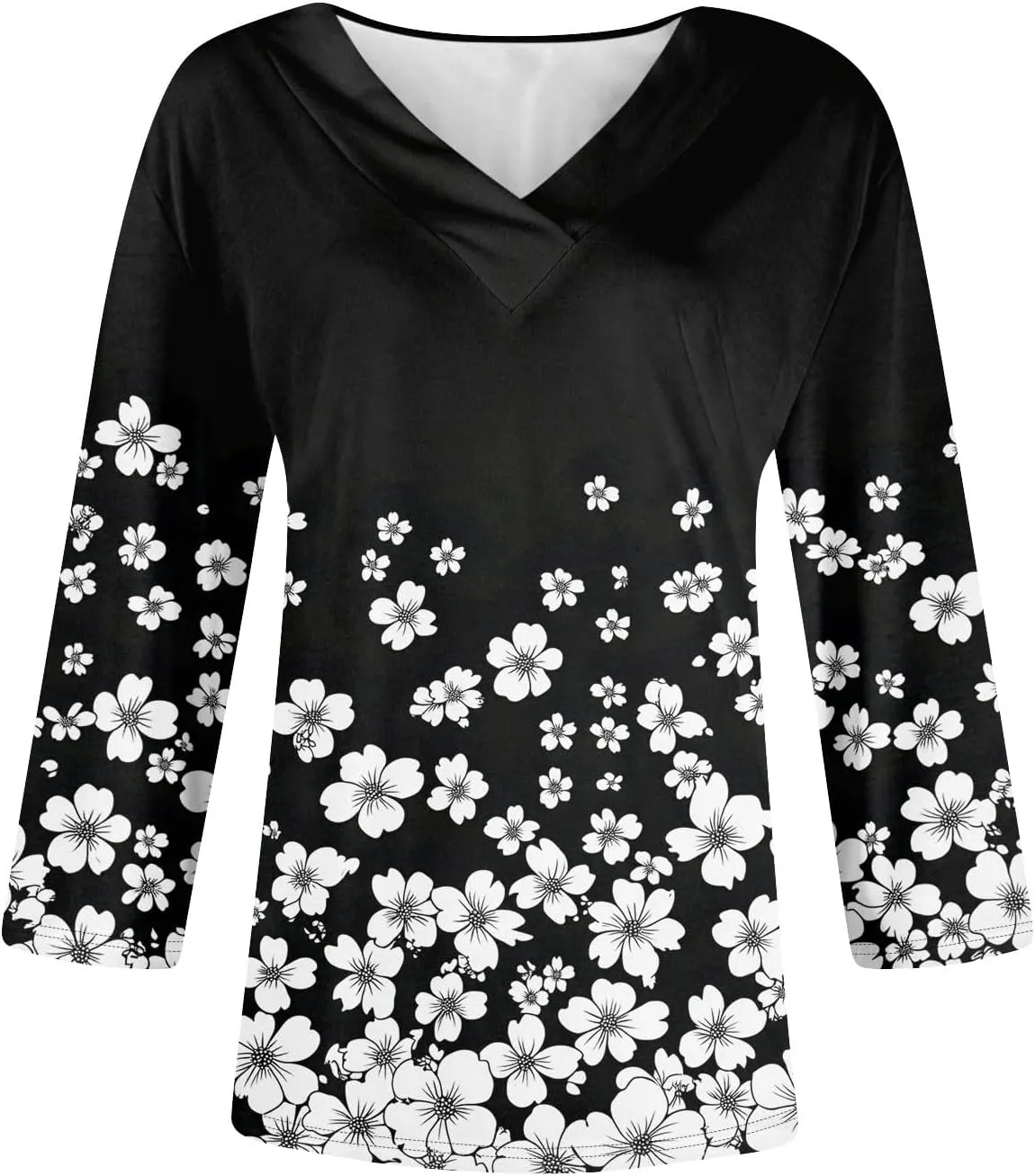 COTECRAM 3/4 Length Sleeve Womens Tops V Neck Dressy Casual Tunic Tops Spring Summer Loose Fit Blouse Shirts 2025