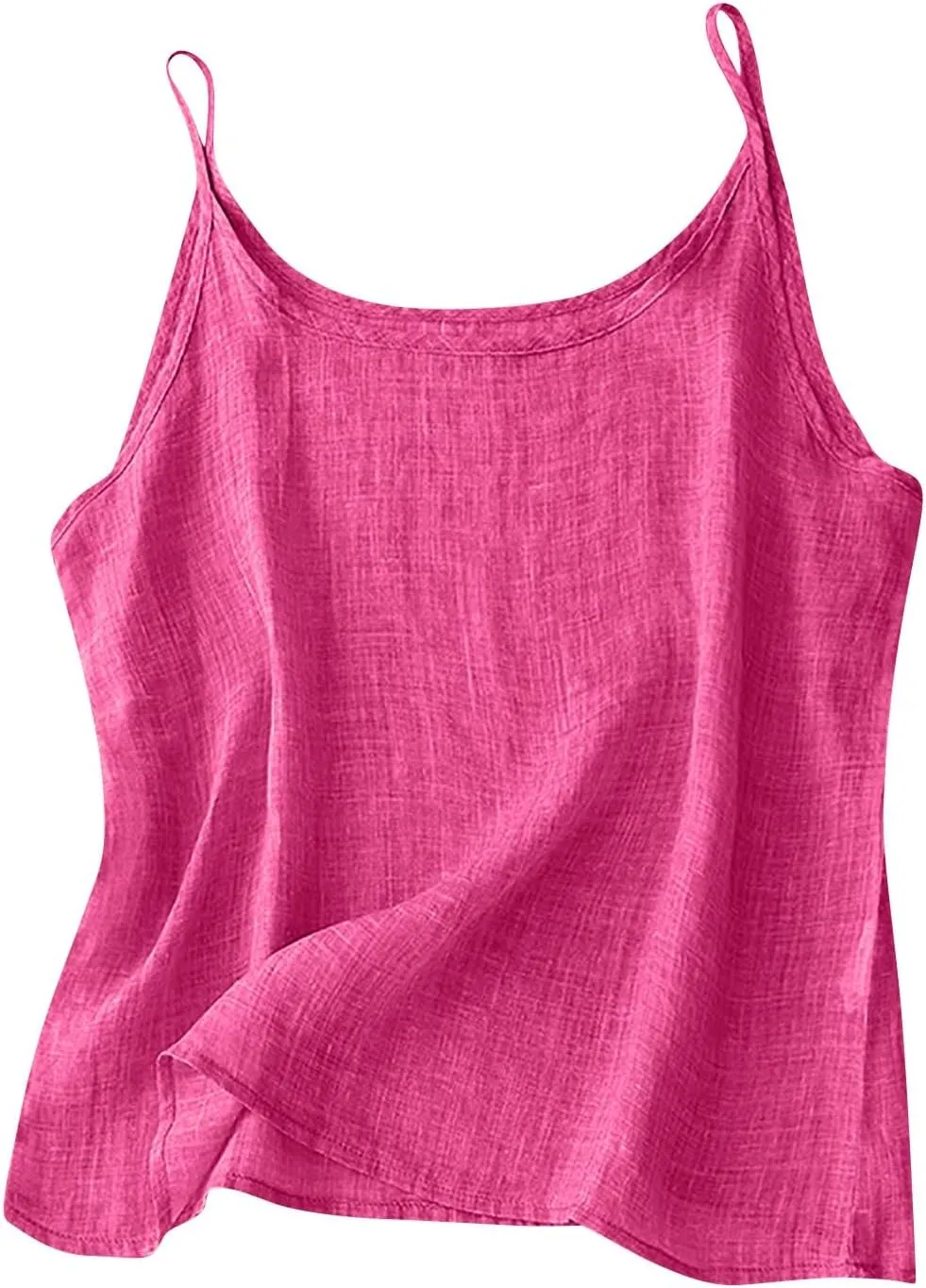 Cotton Linen Tank Top for Women Sleeveless Spaghetti Strap Camisole Summer Beach Vacation Tops Casual Travel Clothes