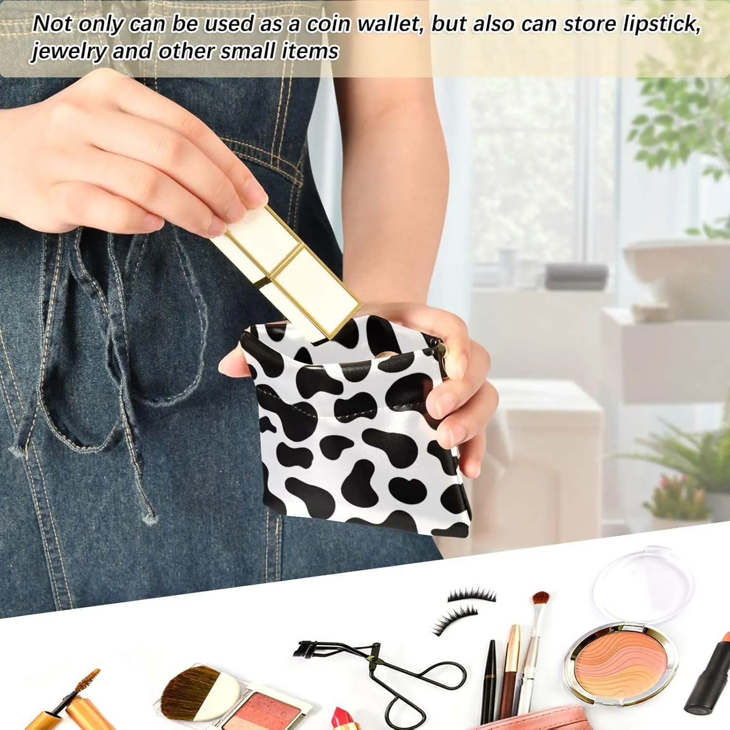 Cow Squeeze Coin Purse PU Leather Change Purse Pouch Change Holder for Woman
