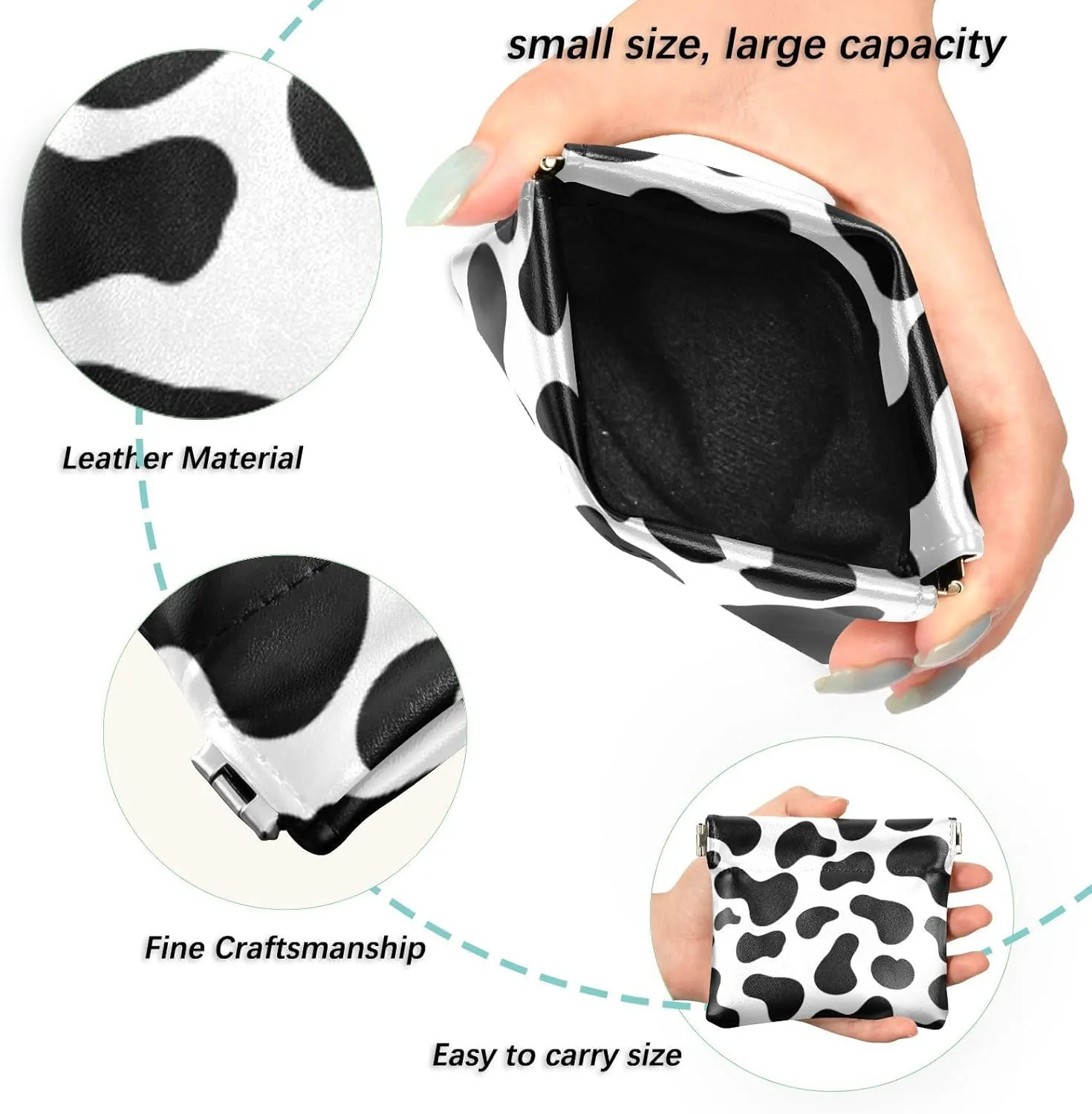 Cow Squeeze Coin Purse PU Leather Change Purse Pouch Change Holder for Woman