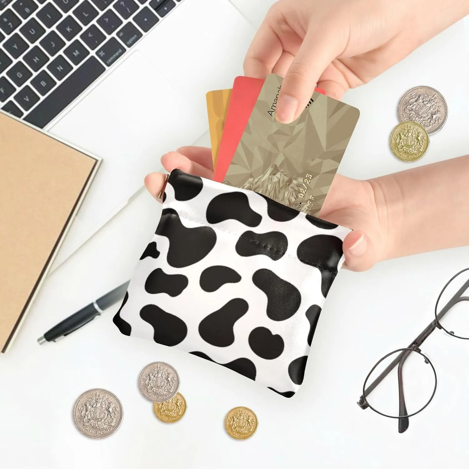 Cow Squeeze Coin Purse PU Leather Change Purse Pouch Change Holder for Woman