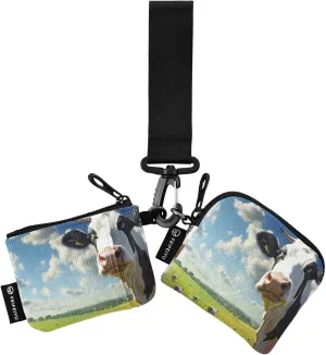 Cows Zip Around Wristlet Wallet for Women Portable Detachable Dual Pocket Keychain Wallet Wrist Wallet