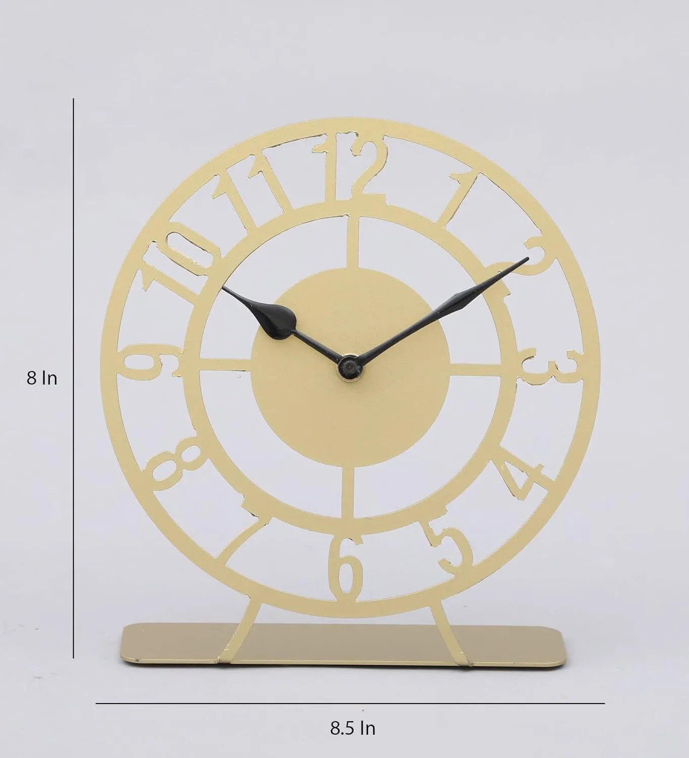 COZY HAUS 8-Inch Round Laser-Cut Metal Desk Clock with Unique Gold Color Design Clock