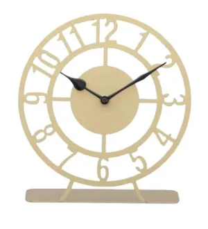 COZY HAUS 8-Inch Round Laser-Cut Metal Desk Clock with Unique Gold Color Design Clock