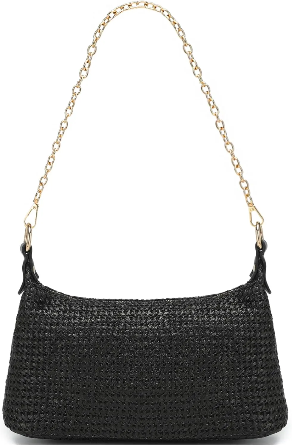 CROJUYI Straw Shoulder Bag for Women Soft Small Woven Shoulder Purse Handbag,Beach Tote Straw Bag for Summer