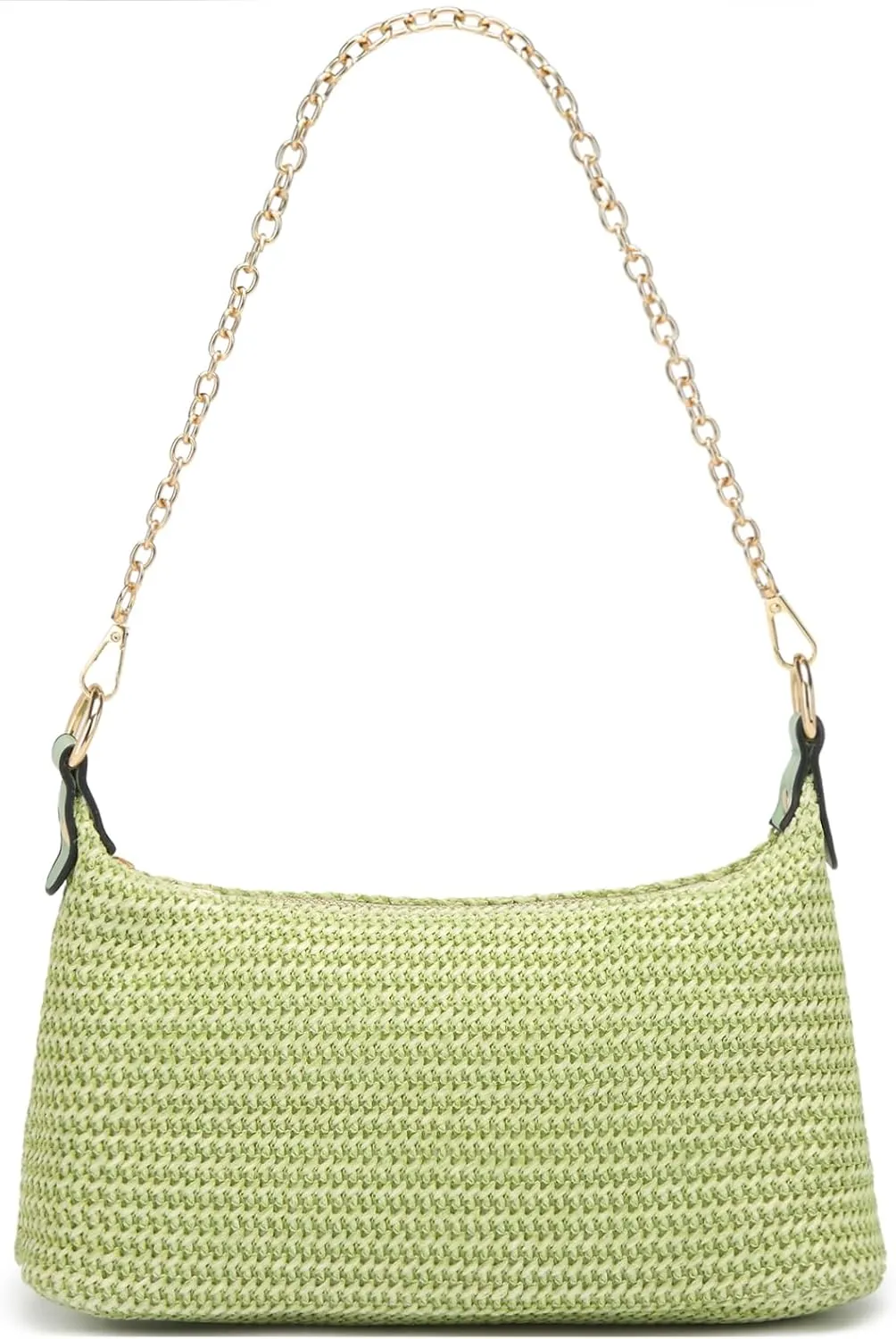 CROJUYI Straw Shoulder Bag for Women Soft Small Woven Shoulder Purse Handbag,Beach Tote Straw Bag for Summer