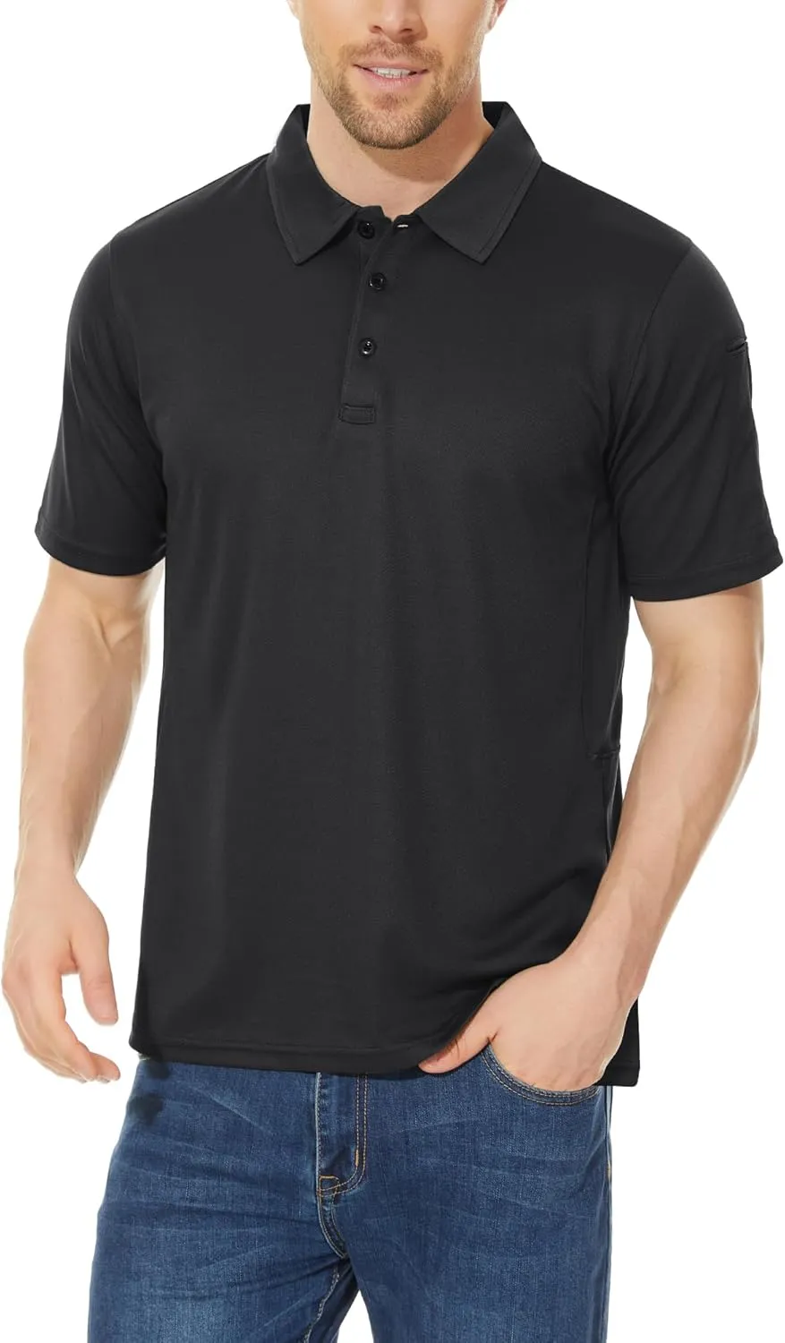 CRYSULLY Polo Shirts for Men Golf Shirt Short Sleeve Tactical Performance Polo T Shirts Dry Fit for Work, Fishing, Hiking