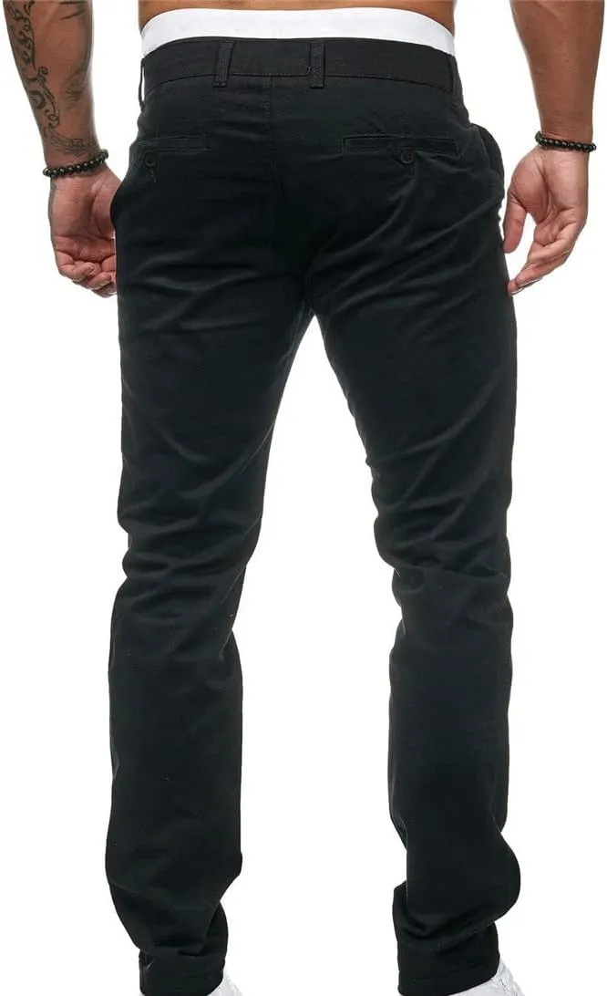 Ctreela Slim Fit Chino Pants for Mens Low-Rise Casual Pants Plain Flat Front Pants Skinny Khaki Pants Work Pants