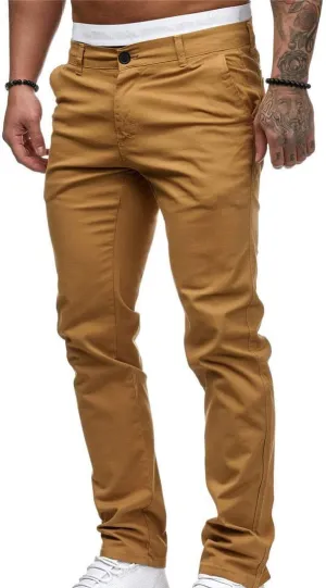 Ctreela Slim Fit Chino Pants for Mens Low-Rise Casual Pants Plain Flat Front Pants Skinny Khaki Pants Work Pants
