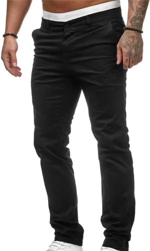 Ctreela Slim Fit Chino Pants for Mens Low-Rise Casual Pants Plain Flat Front Pants Skinny Khaki Pants Work Pants