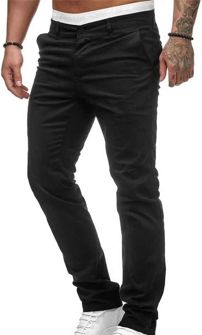 Ctreela Slim Fit Chino Pants for Mens Low-Rise Casual Pants Plain Flat Front Pants Skinny Khaki Pants Work Pants