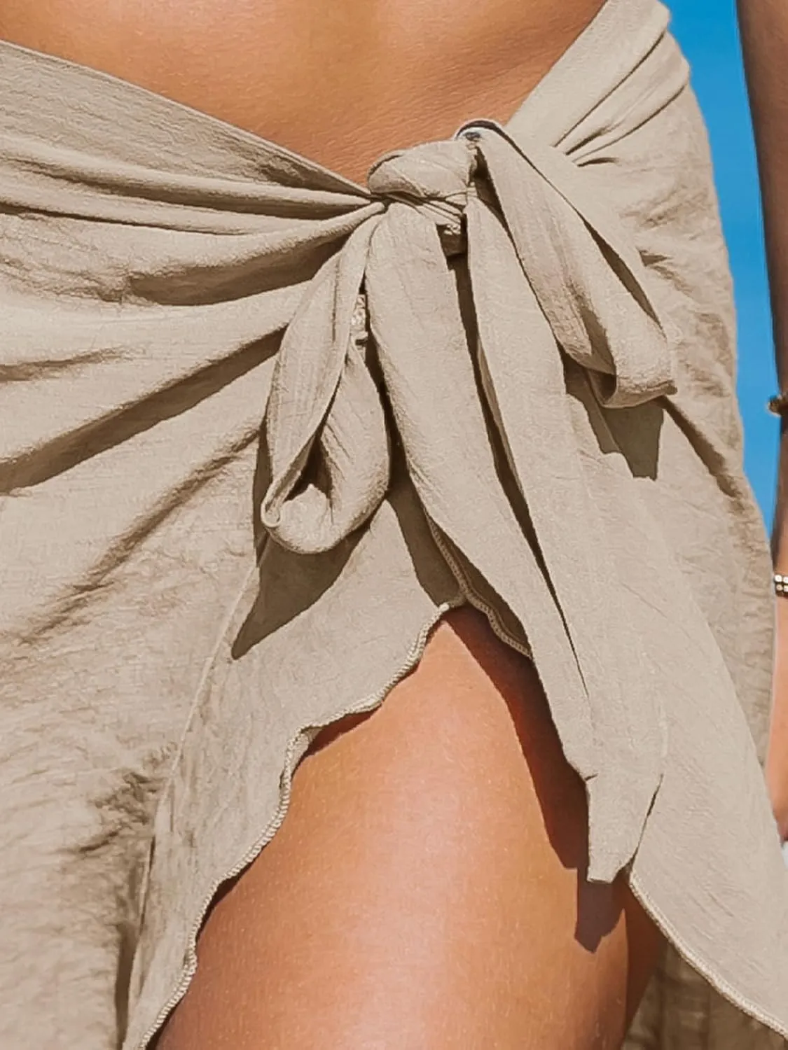 CUPSHE Women's Sarong Cover Ups Swimsuit Wrap Skirt Self Tie Beach Cover Up Ruffle Wraps One Size