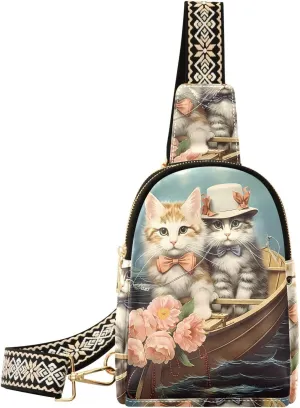 Cute Cat Sling Bag for Women Fanny Packs for Women Small Leather Fanny Pack Crossbody Bags Fashion Waist Packs Chest Bag for Travel 21340178