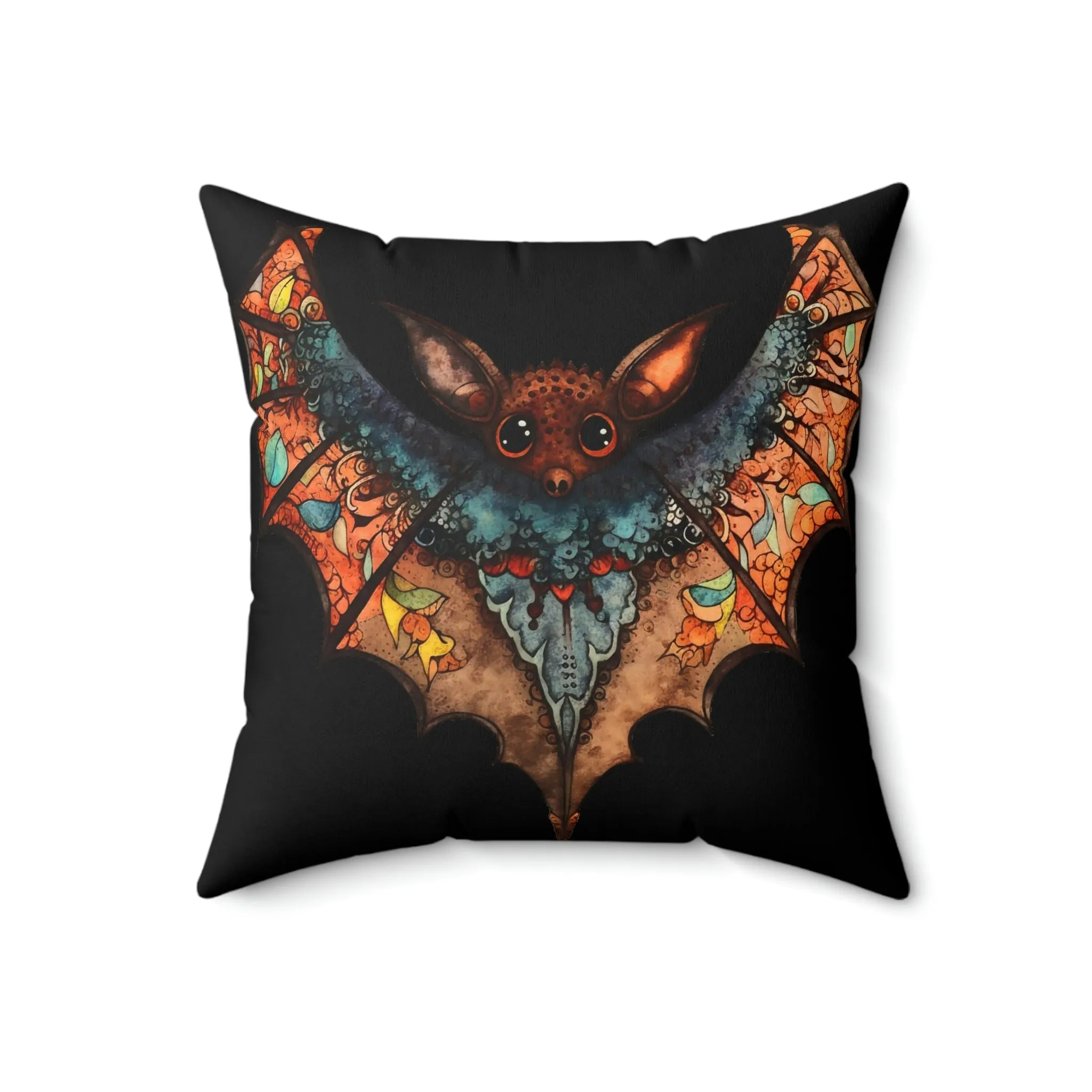 Cute Gothic Bat Design Square Pillow - Goblincore Goth Style Gift for Yourself or Your Witchy Loved Ones