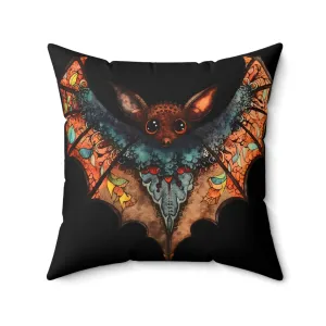 Cute Gothic Bat Design Square Pillow - Goblincore Goth Style Gift for Yourself or Your Witchy Loved Ones