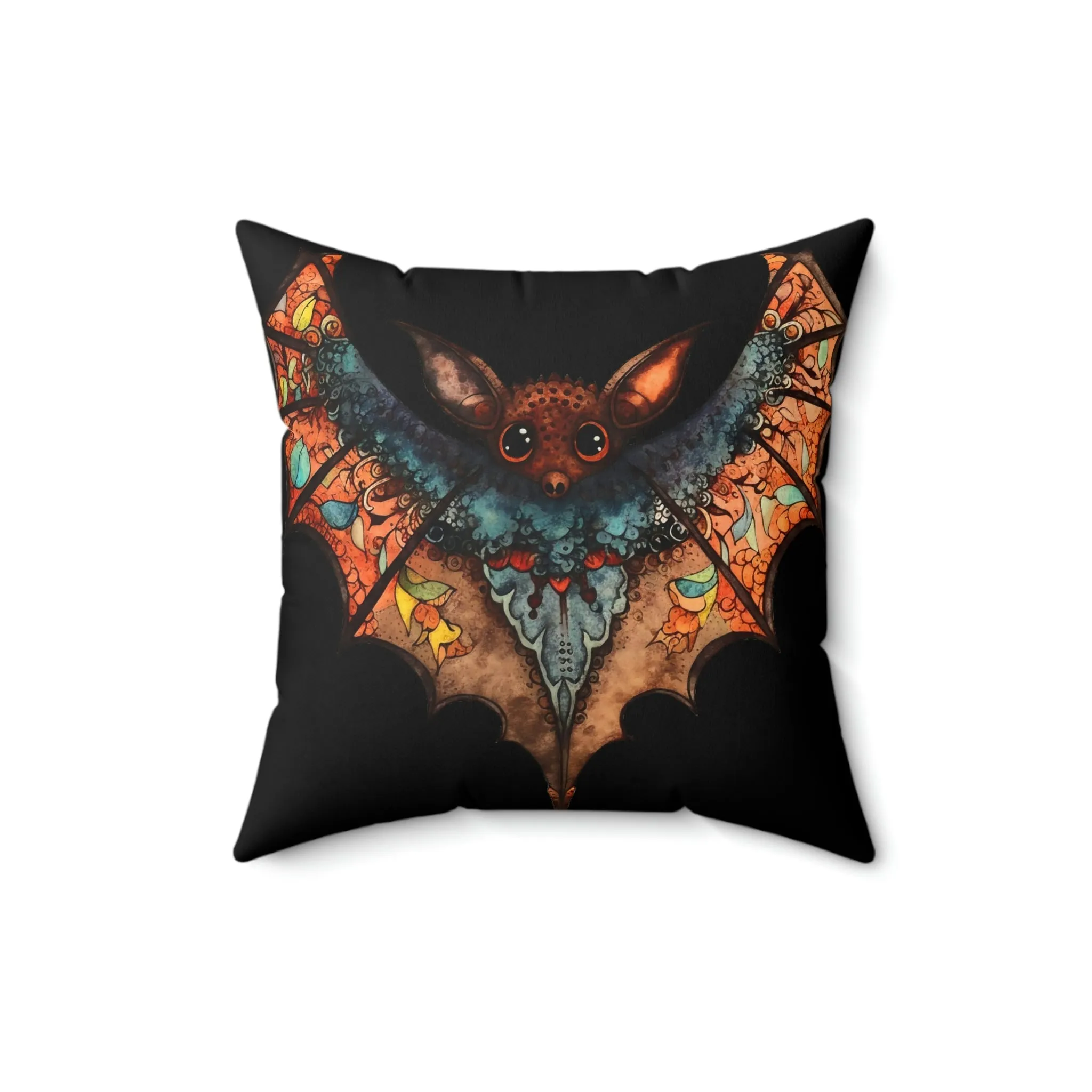 Cute Gothic Bat Design Square Pillow - Goblincore Goth Style Gift for Yourself or Your Witchy Loved Ones
