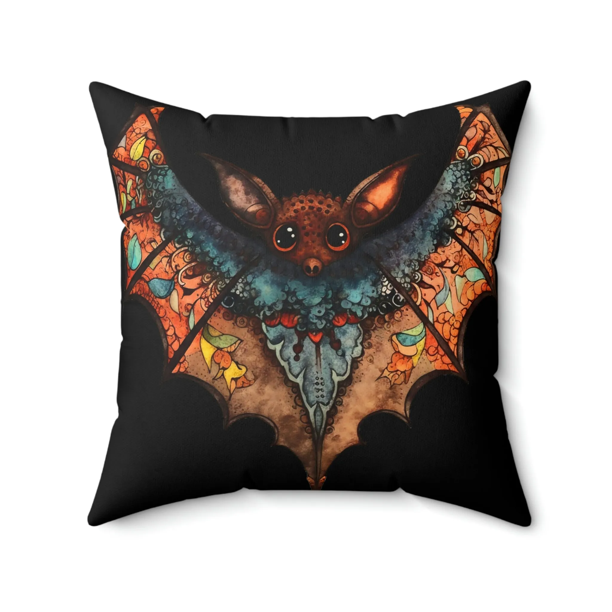 Cute Gothic Bat Design Square Pillow - Goblincore Goth Style Gift for Yourself or Your Witchy Loved Ones