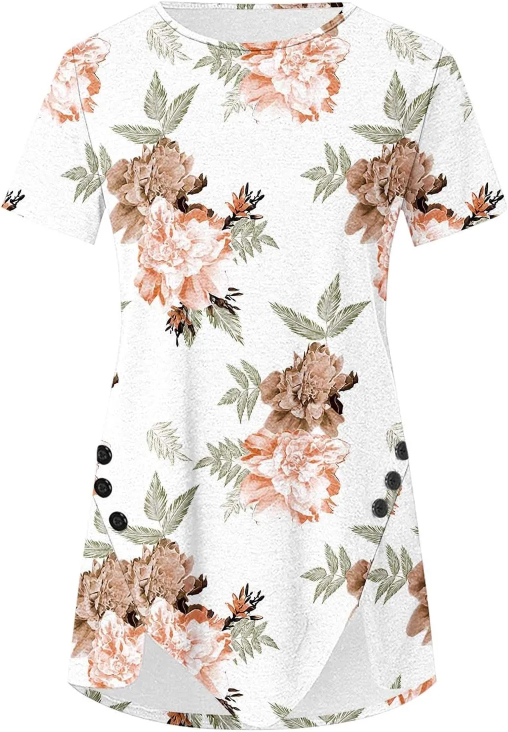 Cute Tops for Women Summer Boho Trendy Short Sleeve Tunic Tops Floral Print Flowy Blouses Fashion Ladies Clothes 2024