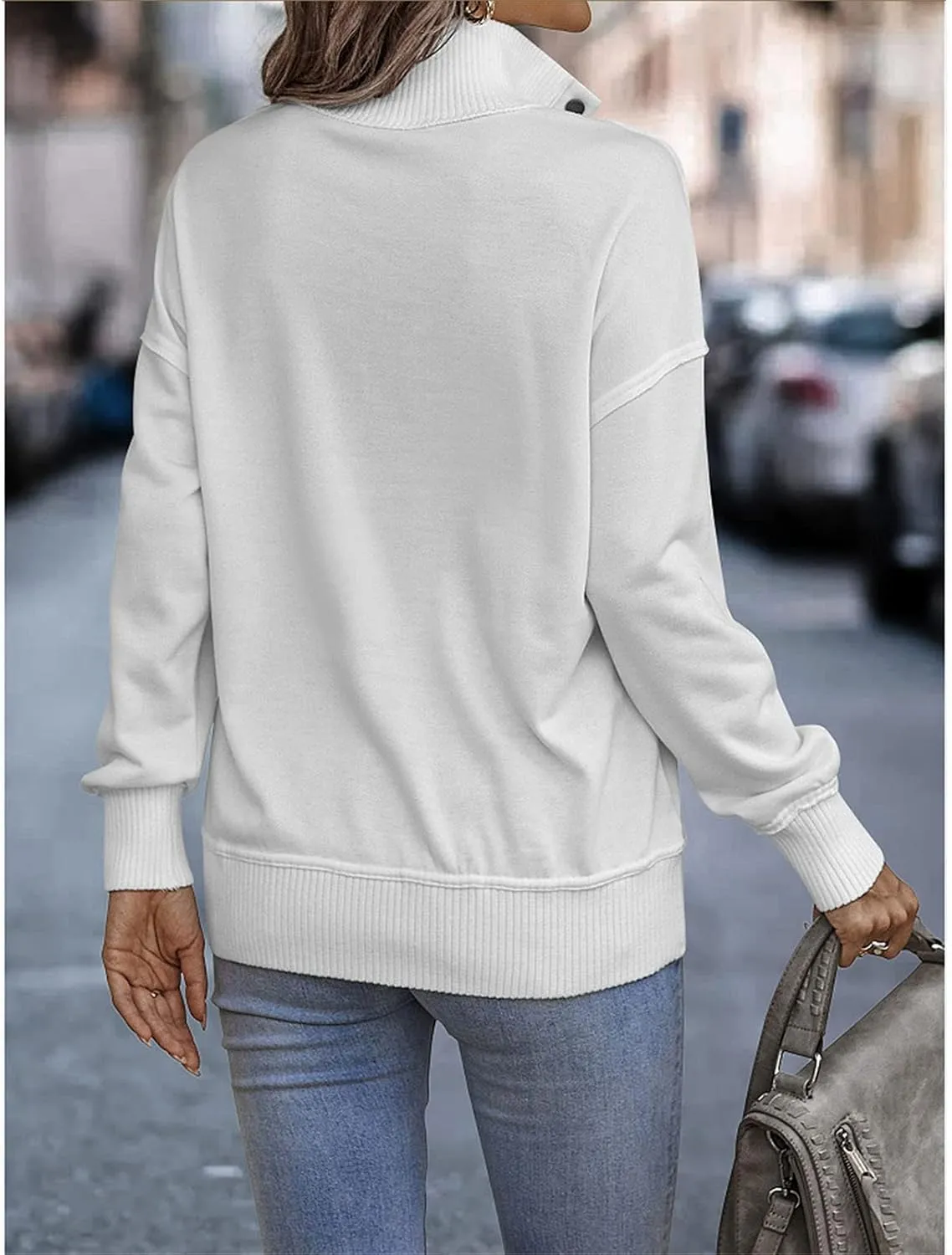 DGHM-JLMY Women's Button Fashion Street Sweater Long Sleeve Oversized Hooded Sweatshirt With Pockets Henley Hoodies Pullover