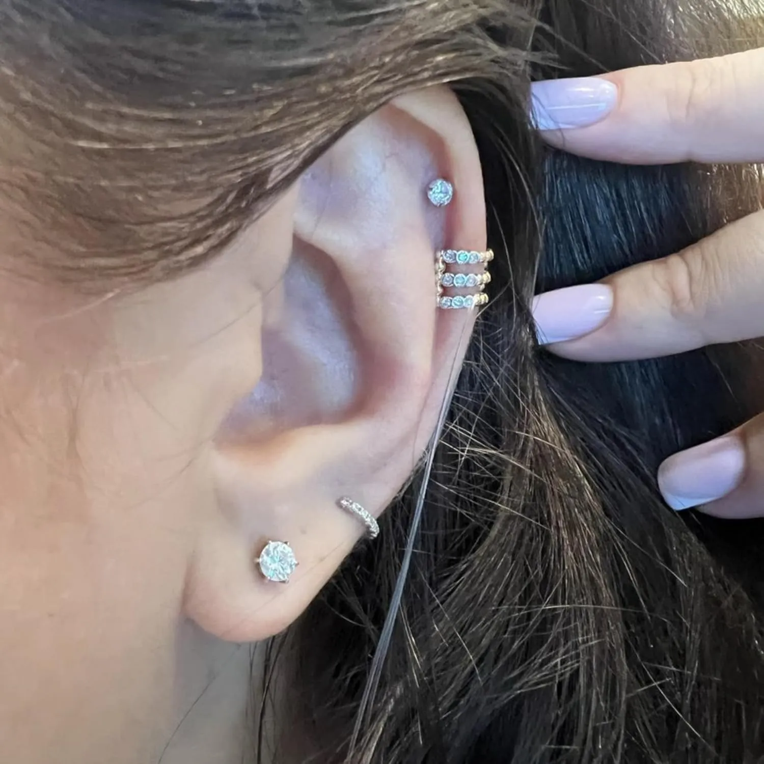 Diamond Ear Cuff in Gold, Non-Pierced Earring, Rose Gold Diamond (0.09ct) Cuff, Helix Piercing, Beautiful Jewelry, Gift For Women.