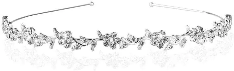 Diamond Tiara Fashion Girls Crystal Wedding Flowers Bridal Tiara and Elegant Leaf Design Tiara Hair Accessories