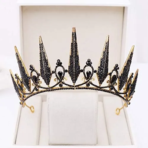 Diamond Tiara Women Bridal Nova Wedding Party Hair Accessories Style Black Crystal Tiara and Crown Tiara Headband