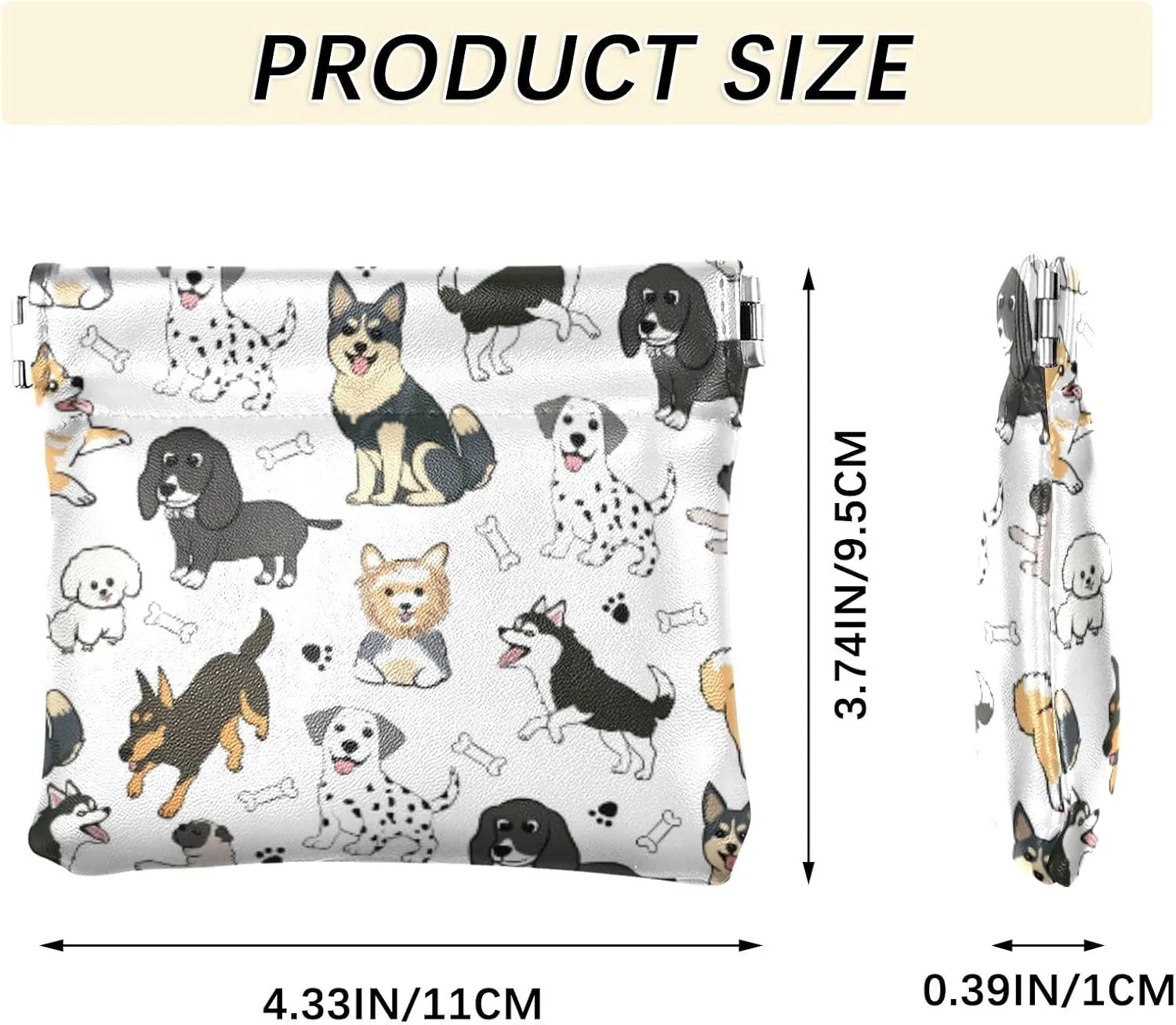 Dog Squeeze Coin Purse PU Leather Change Purse Pouch Change Holder for Woman