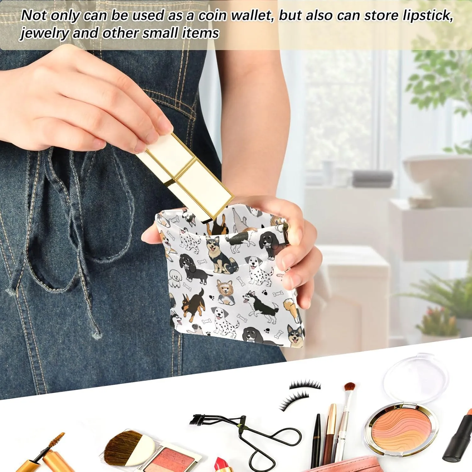 Dog Squeeze Coin Purse PU Leather Change Purse Pouch Change Holder for Woman
