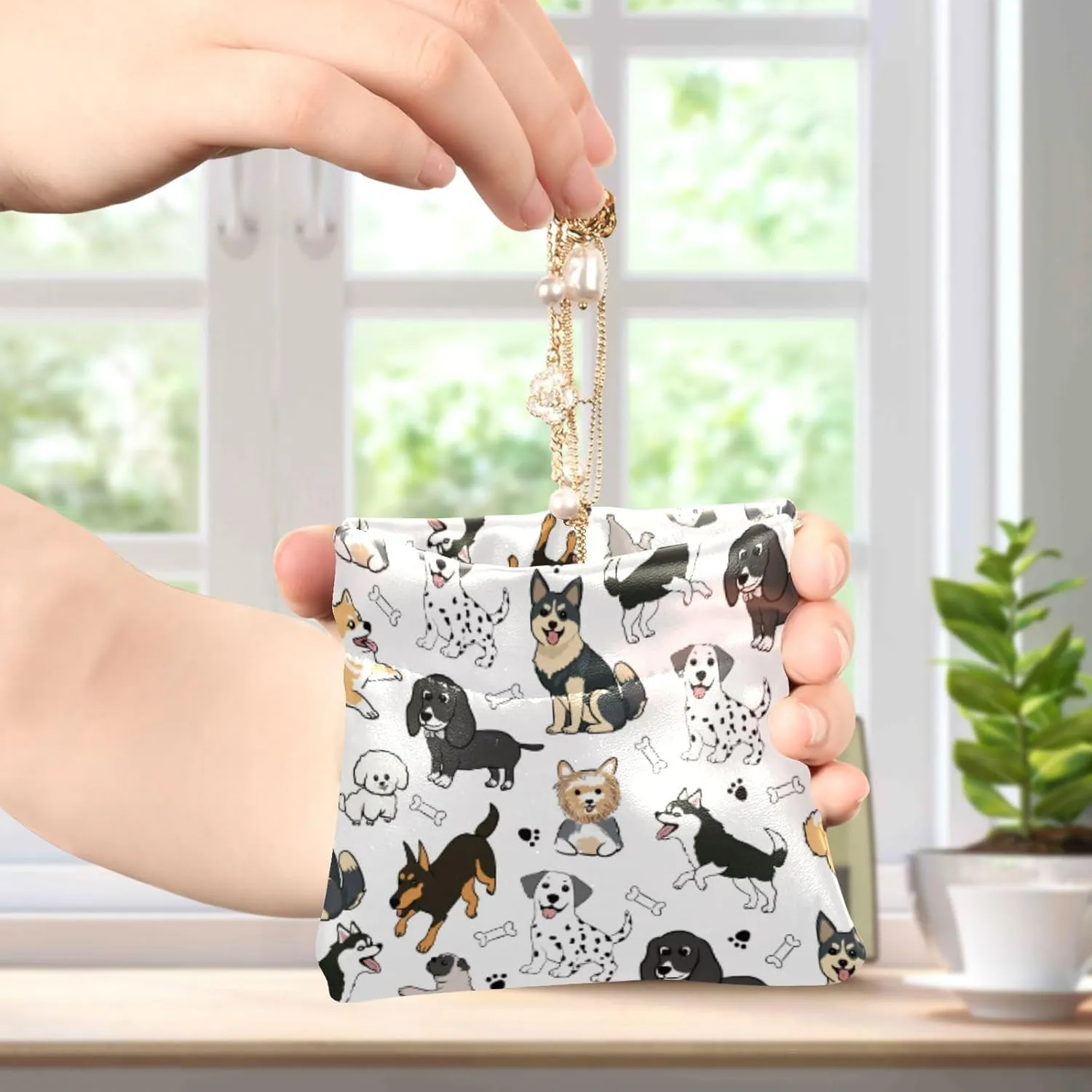 Dog Squeeze Coin Purse PU Leather Change Purse Pouch Change Holder for Woman