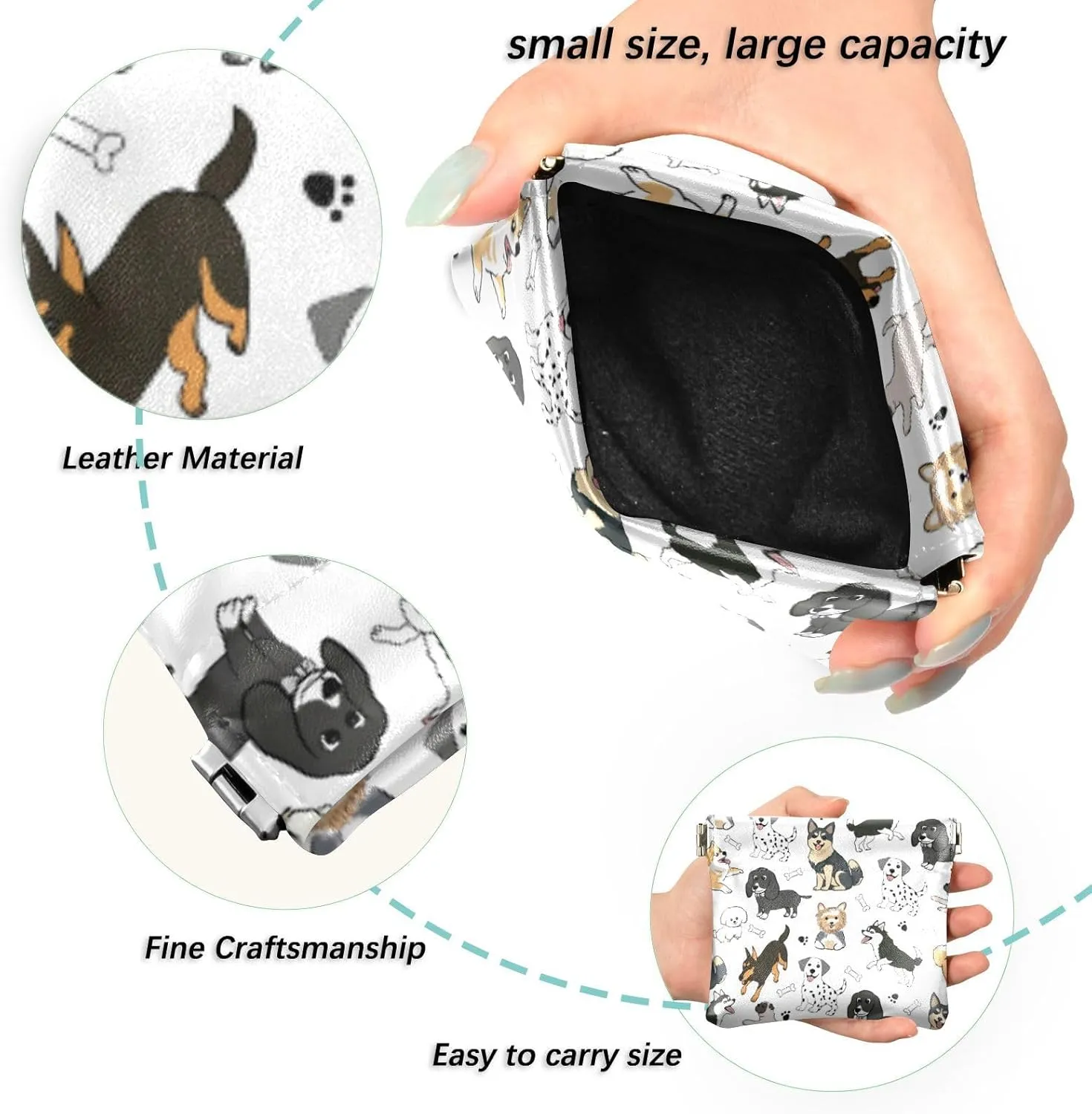 Dog Squeeze Coin Purse PU Leather Change Purse Pouch Change Holder for Woman