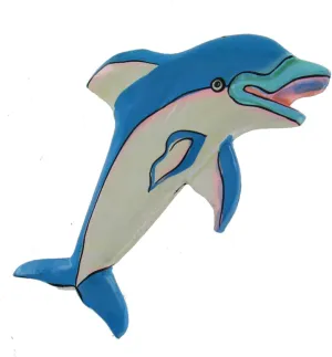 Dolphin Blue White Painted Wooden Scarf Slide Clip Ring or T Shirt Tie Fashion Brooch for Women Trendy Accessories for Women Stylish Additions