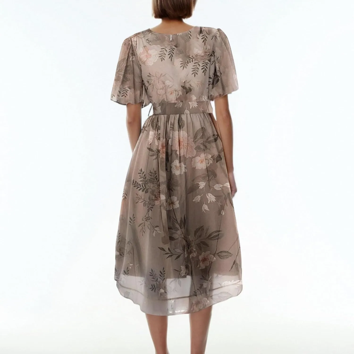 Dresses for Women,Chiffon Sexy Midi Dresses Short Sleeve Flowy Wrap Wedding Guest Womens Summer Dress Cocktail Prom