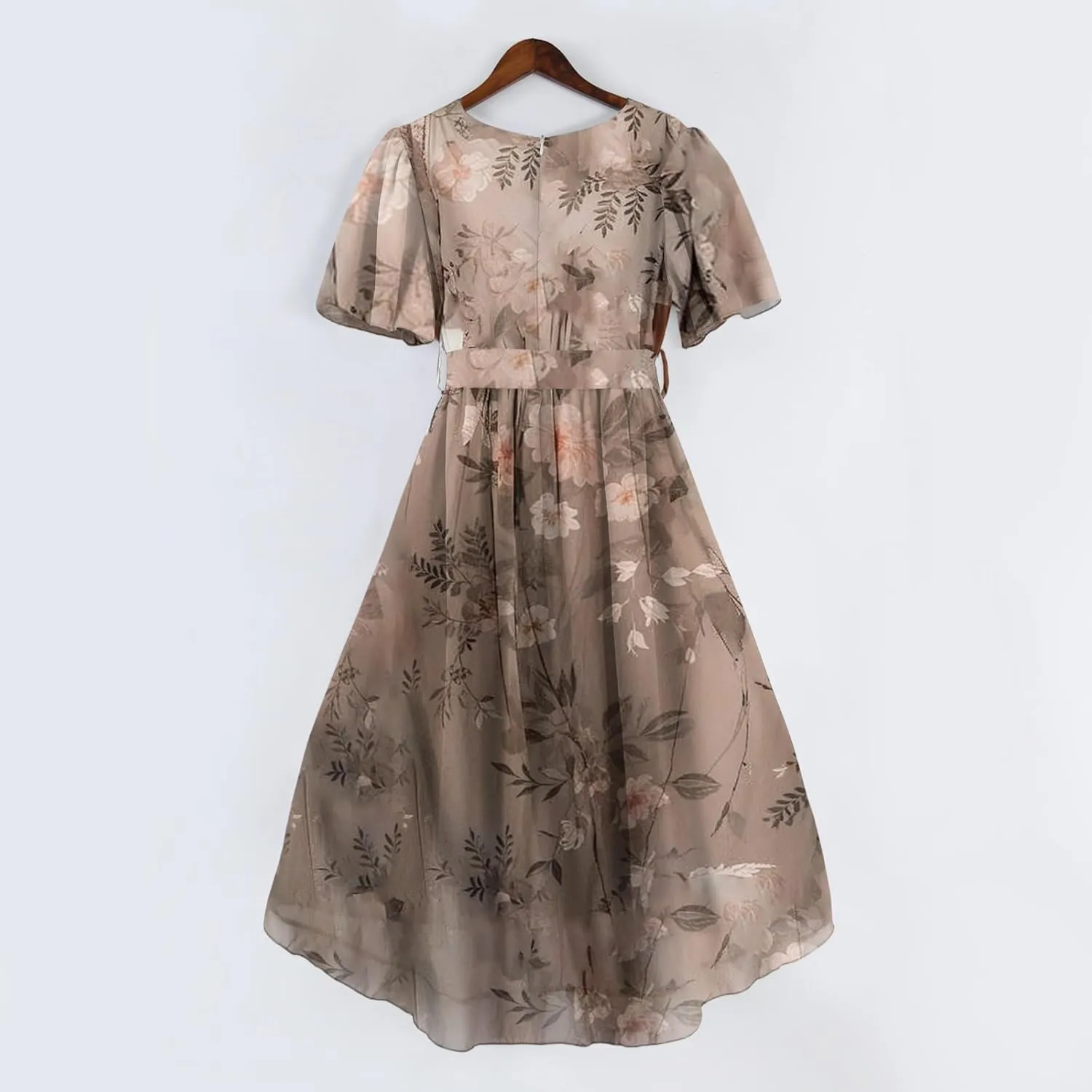 Dresses for Women,Chiffon Sexy Midi Dresses Short Sleeve Flowy Wrap Wedding Guest Womens Summer Dress Cocktail Prom