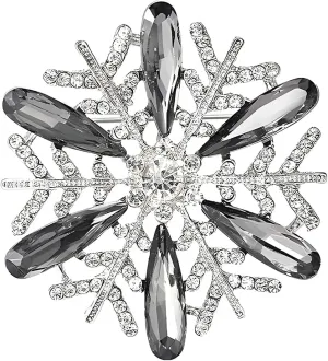 Dreuyet Christmas Snowflake Brooches Pins for Women Men Crystal Rhinestone Snowflake Brooch Pins Multi-Colored Christmas CZ Winter Flower Lapel Pin Dress Accessories Christmas Gift