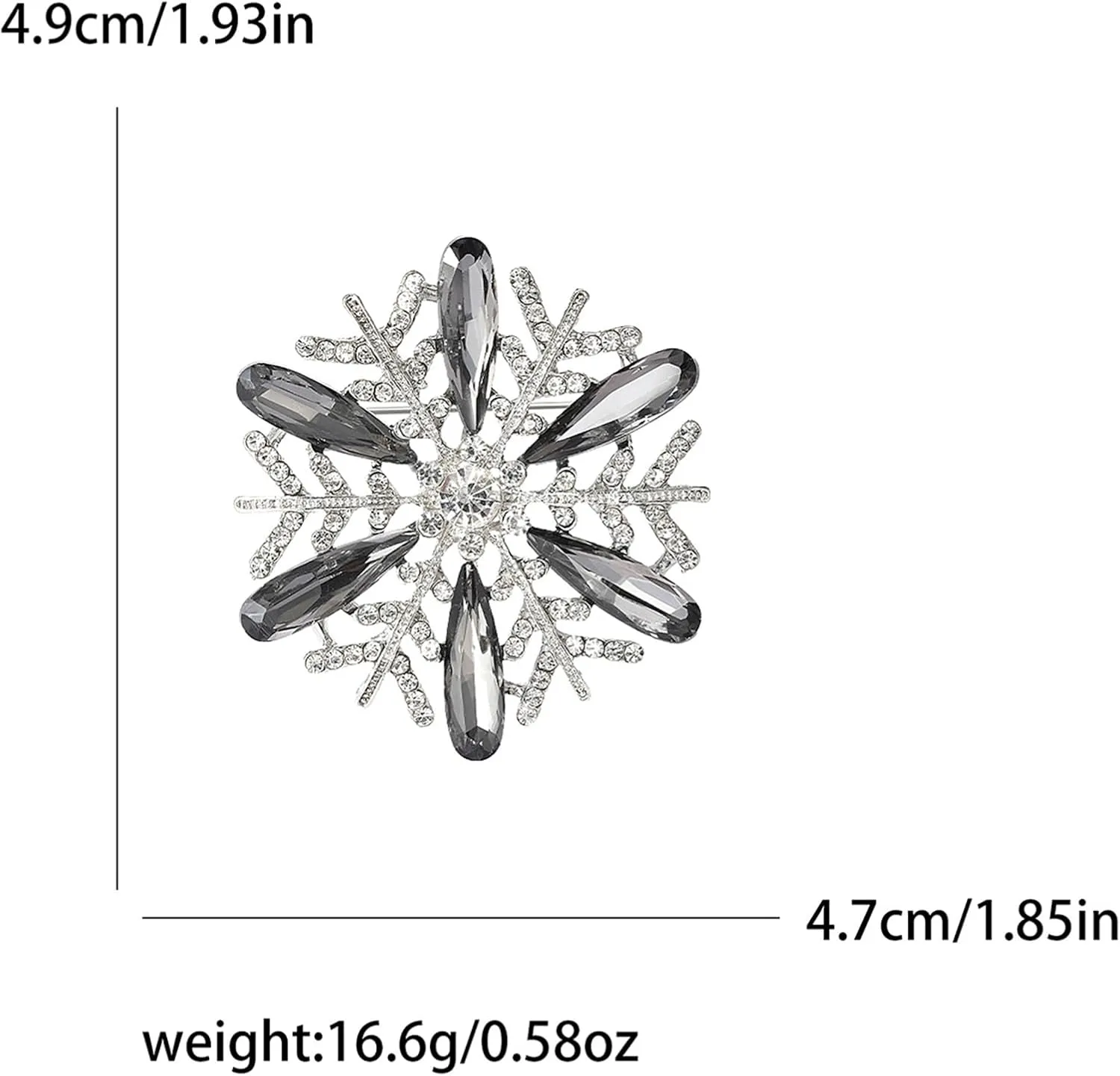 Dreuyet Christmas Snowflake Brooches Pins for Women Men Crystal Rhinestone Snowflake Brooch Pins Multi-Colored Christmas CZ Winter Flower Lapel Pin Dress Accessories Christmas Gift
